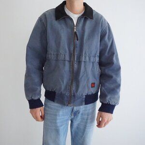 Tough Duck Blue Workwear Zip Jacket Fleece Lined Utility Gorpcore Mens Medium